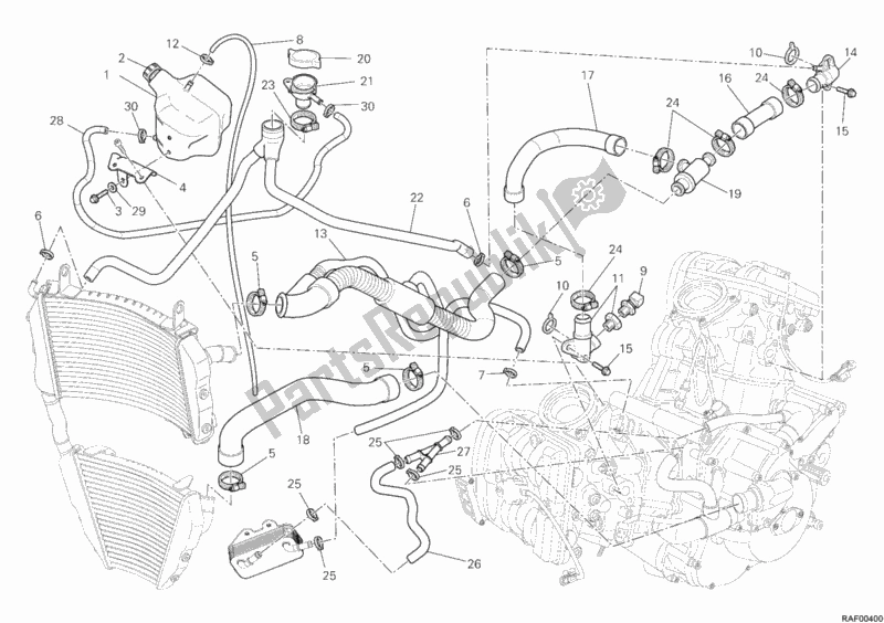 Todas las partes para Circuito De Enfriamiento de Ducati Streetfighter S 1100 2011